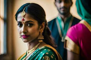 a beautiful indian bride in traditional attire. AI-Generated photo