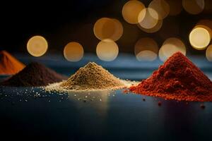 three different types of spices are shown. AI-Generated photo