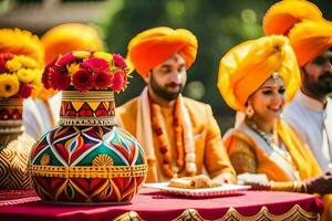 indian wedding ceremony in delhi. AI-Generated photo