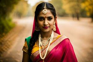 a beautiful indian woman in traditional attire. AI-Generated photo