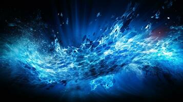 explosión con frio azul ola modelo con azul y negro neón ligero. generativo ai foto