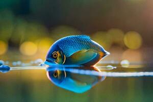 un pescado es reflejado en el agua. generado por ai foto
