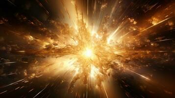 Explosion with golden lighting. Generative AI photo