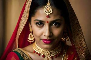 a beautiful indian bride in traditional attire. AI-Generated photo