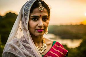 a beautiful indian woman in traditional attire. AI-Generated photo