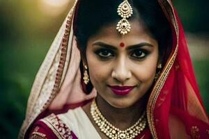 a beautiful indian bride in traditional attire. AI-Generated photo