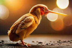 a bird with a long beak and long legs. AI-Generated photo