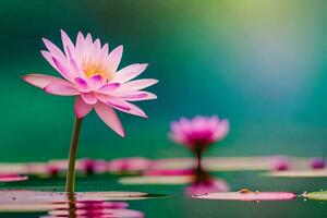 pink lotus flower in the water. AI-Generated photo