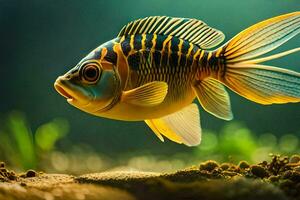 a fish with a black and yellow body. AI-Generated photo