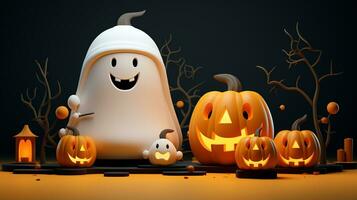 Cute object in halloween concept. Generative AI photo