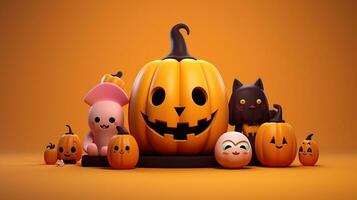 Cute object in halloween concept. Generative AI photo