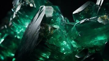 Photograph a mesmerizing close-up of a sparkling Jade held against a velvety black background. Generative AI photo