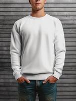 Men white t-shirt for mockup design photo