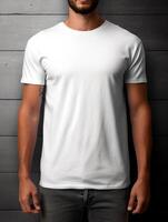 Men white t-shirt for mockup design photo