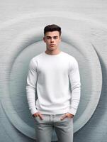 Men white t-shirt for mockup design photo