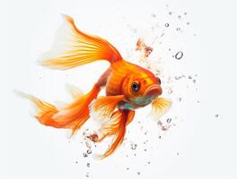 Close up Photo of a Goldfish with copy space, Golden Beauty