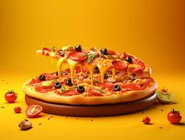 Freshly Baked Pizza with Tasty Toppings photo