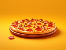 recién horneado Pizza con sabroso coberturas ai generado foto