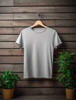 Blank grey t-shirt for mockup design Ai generated photo