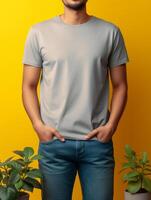 Professional Grey T-Shirt for Mockup Design Ai generated photo