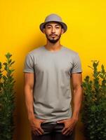 profesional gris camiseta para Bosquejo diseño ai generado foto