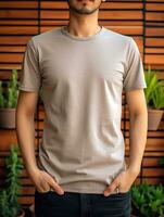 Grey T-Shirt for Mockup Design Ai generated photo