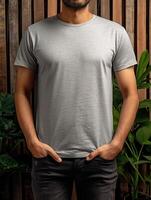 Grey T-Shirt for Mockup Design Ai generated photo