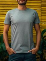 Grey T-Shirt for Mockup Design Ai generated photo