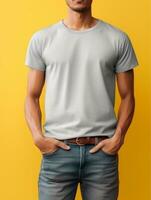 Grey T-Shirt for Mockup Design Ai generated photo