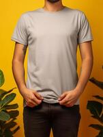 Grey T-Shirt for Mockup Design Ai generated photo