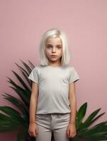 Blank white t-shirt for mockup design Ai generated photo
