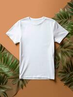 Blank white baby t shirt for mockup design Ai generated photo