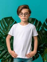 Blank white baby t shirt for mockup design Ai generated photo