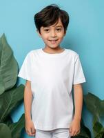 Blank white baby t-shirt for mockup design Ai generated photo