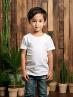 Blank white baby t-shirt for mockup design Ai generated photo