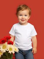 Blank white baby t-shirt for mockup design Ai generated photo