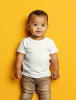 Blank white baby t-shirt for mockup design Ai generated photo