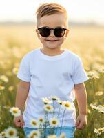 Blank white baby t-shirt for mockup design Ai generated photo