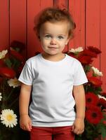 Blank white baby t-shirt for mockup design Ai generated photo