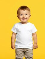 blanco blanco bebé camiseta para Bosquejo diseño ai generado foto