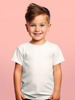 Blank white baby t-shirt for mockup design Ai generated photo