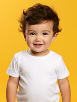 Blank white baby t-shirt for mockup design Ai generated photo