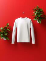 Blank white t-shirt for mockup design AI Generative photo