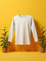 Blank white t-shirt for mockup design AI Generative photo