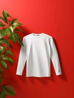 Blank white t-shirt for mockup design AI Generative photo