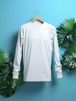 Blank white t-shirt for mockup design AI Generative photo