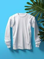 Blank white t-shirt for mockup design AI Generative photo