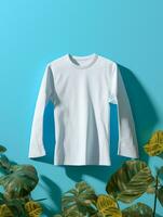 Blank white t-shirt for mockup design AI Generative photo