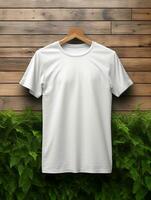 Blank white t-shirt for mockup design AI Generative photo