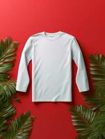 Blank white t-shirt for mockup design AI Generative photo